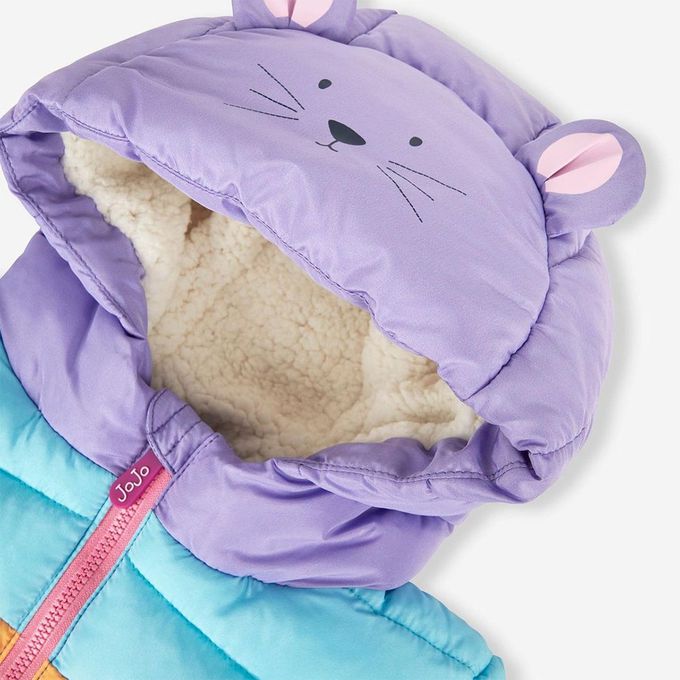 英國 JoJo Maman BeBe - 幼/兒童鋪棉蓬鬆保暖羊羔絨外套-彩虹萌鼠