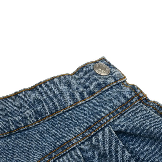 韓國 FORK CHIPS - 鬆緊腰不對稱百褶丹寧褲裙