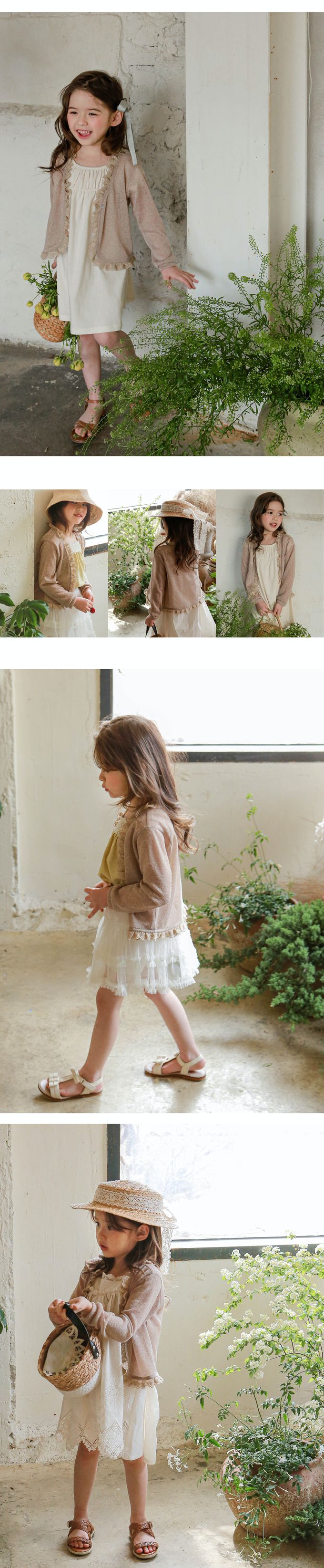 韓國 Puellaflo - 蕾絲花邊裝飾薄長袖外套-摩卡咖