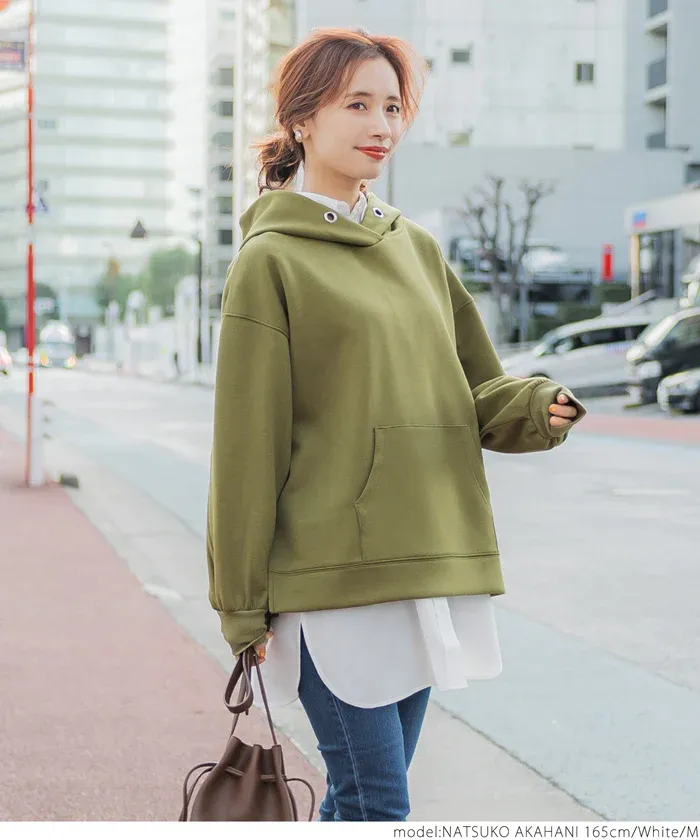 日本 COCA - 簡約落肩翻領長袖襯衫-條紋-水藍