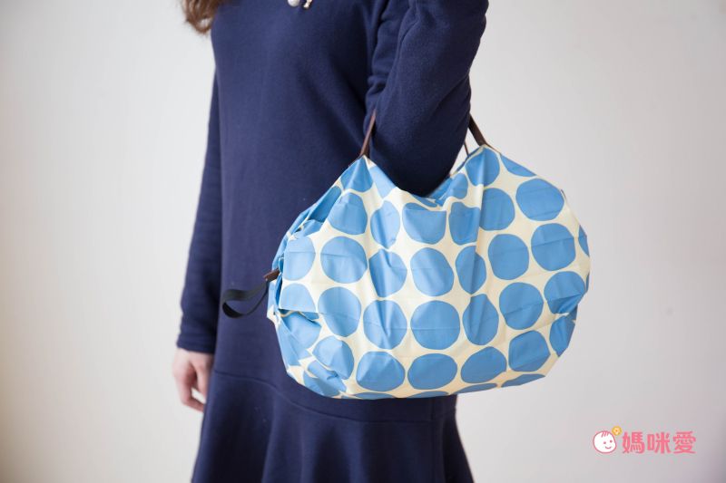 日本 MARNA - Shupatto 秒收摺疊購物袋-藍點點 (S(30x26cm))-耐重3kg / 7.5L