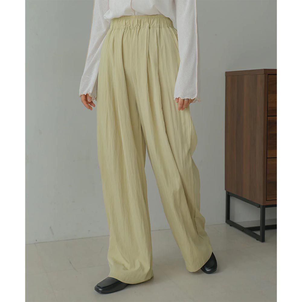 日本 Bab - 時尚美型垂墜感長褲-淺鵝黃