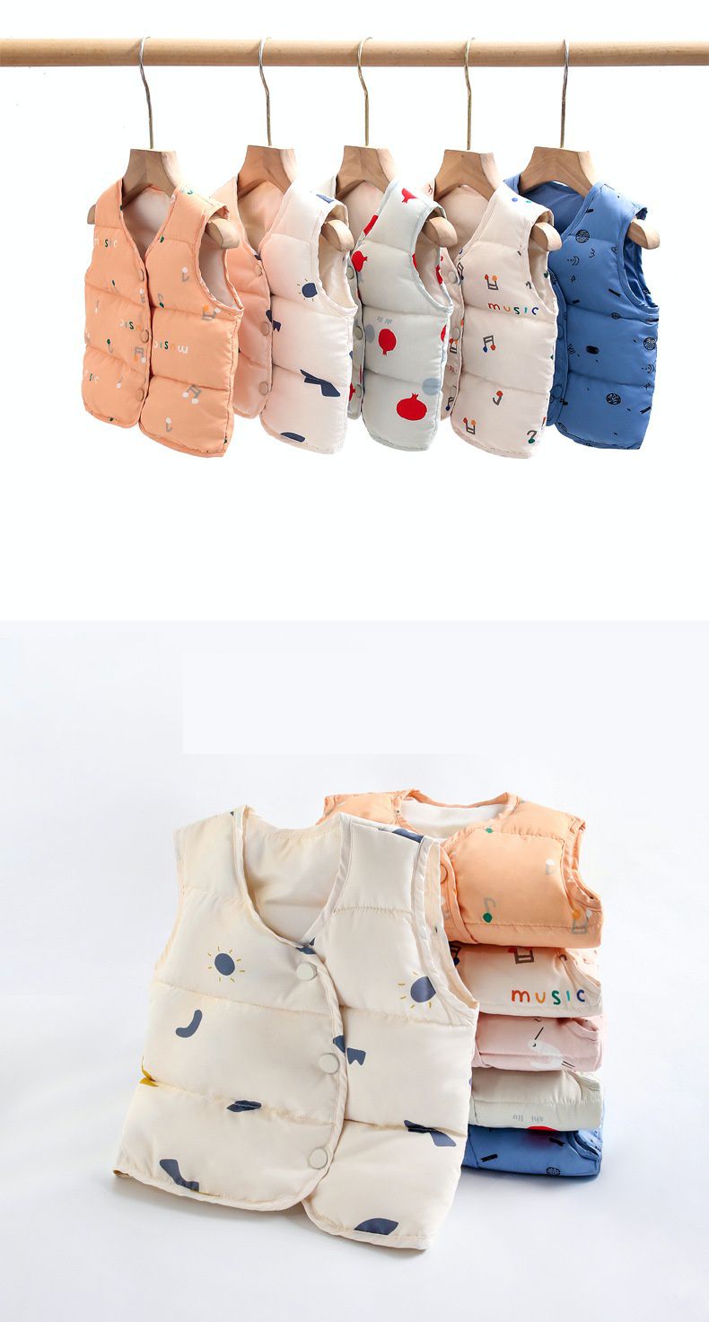 90%鴨絨兒童保暖防潑水背心-小雞-粉色