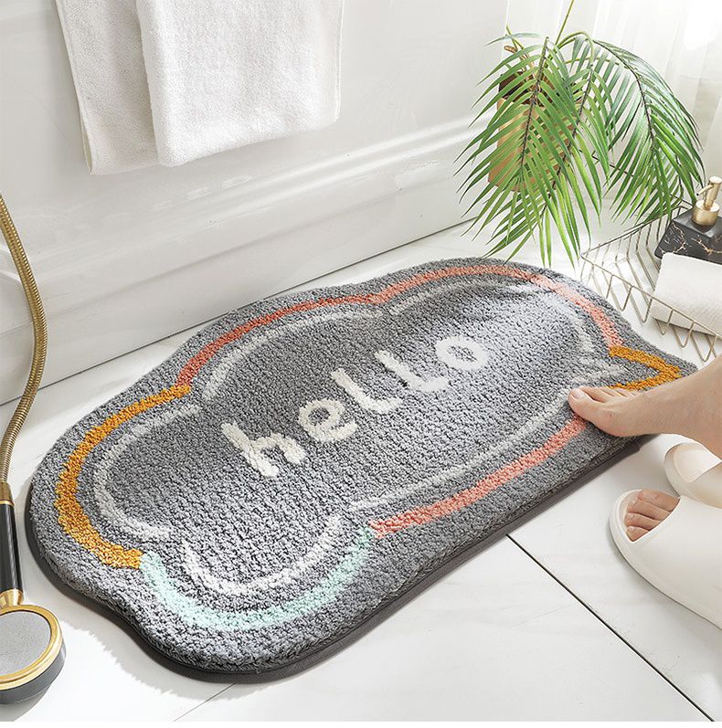 快速吸水植絨浴室腳踏墊-Hello雲朵-灰色 (45x75cm)