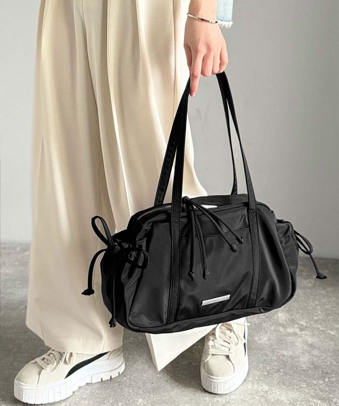 日本 Classical Elf - 輕盈可愛蝴蝶結肩背波士頓包-黑