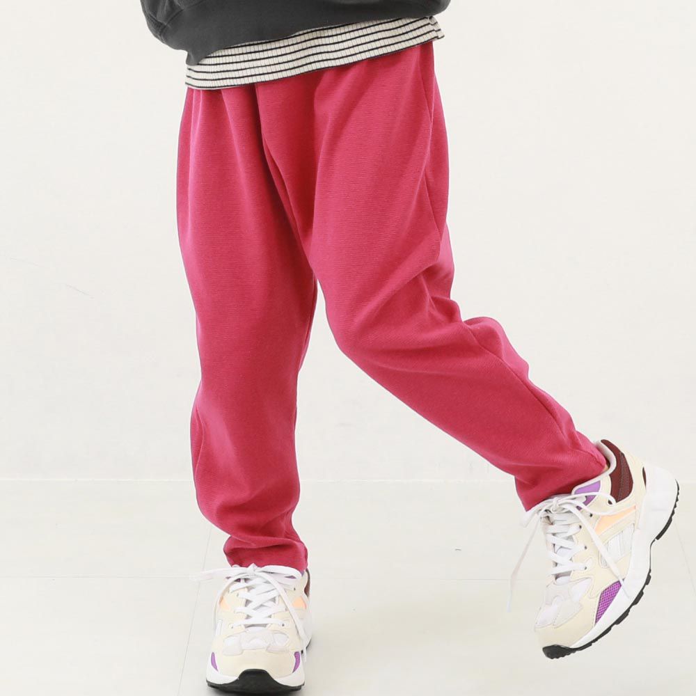 日本 devirock - 熱銷定番 超彈力寬鬆廓型長褲-莓果紅