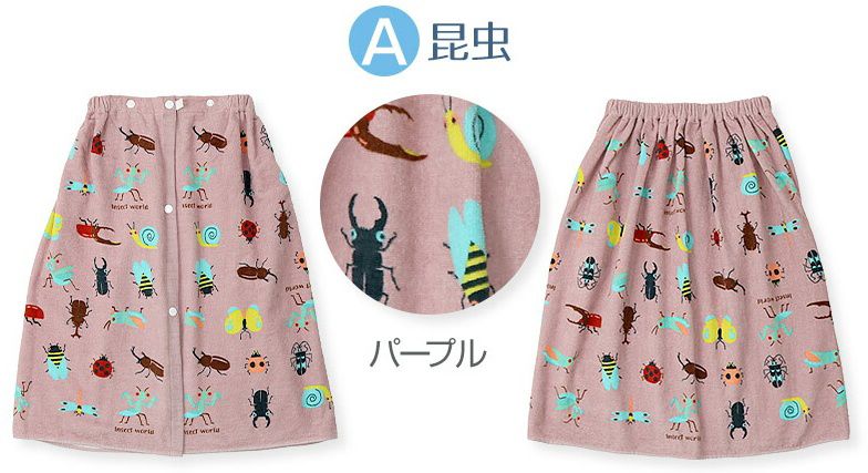 日本 ZOOLAND - 純棉海灘/游泳浴巾/浴袍 (附釦)-B企鵝夥伴-藍 (長60cm(幼稚園~國小低年級))