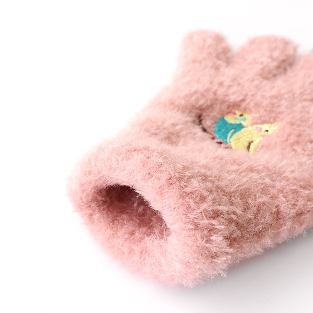 日本 TOMO - 兒童可觸控短絨保暖手套-北極熊-水藍