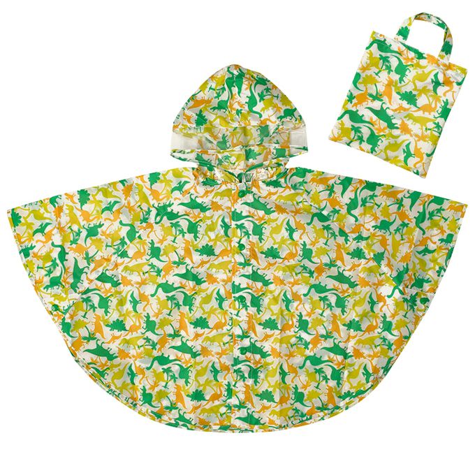 akachan honpo - 短斗篷式 雨衣-恐龍-黃色 (80~95cm)