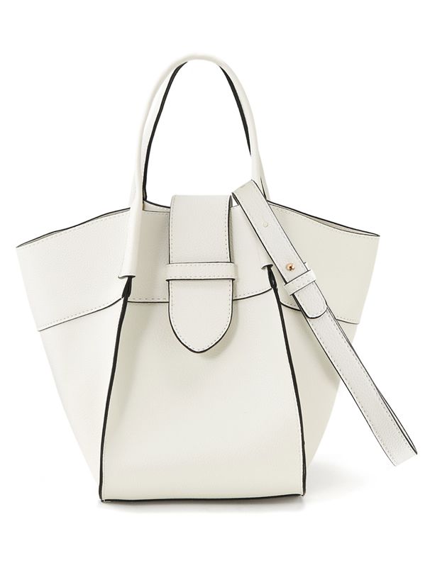 日本 GRL - 2way仿皮大開口托特包/側背包-棕