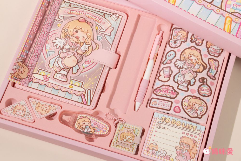 小麻糬手帳套裝禮盒-蜜桃甜甜 (33.3x26.3x3cm)