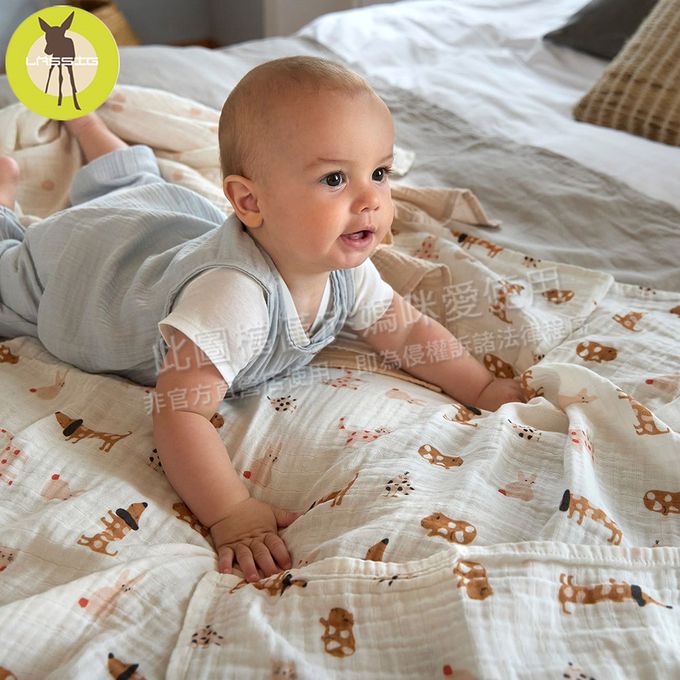 德國 Lassig - 透氣多功能有機棉嬰兒包巾毯3入-莓果小夥伴