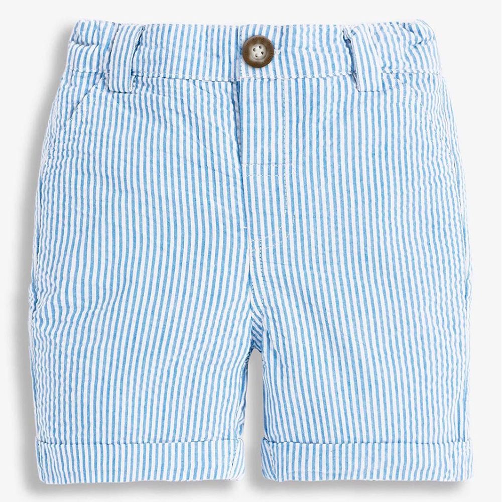 英國 JoJo Maman BeBe - 超優質嬰幼兒/兒童100% 純棉短褲-天藍條紋