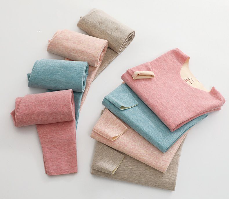 兒童無痕德絨蠶絲保暖套裝-灰色