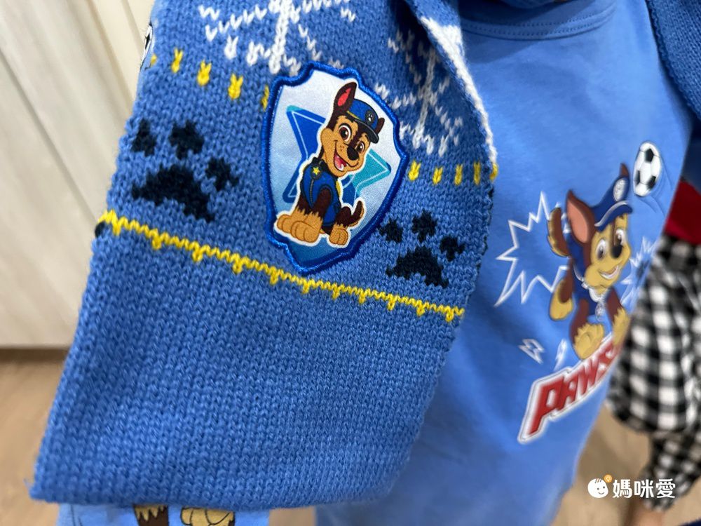 卡通暖暖針織圍巾-卡通人物汪汪隊-阿奇-淺藍色 (120×13cm)