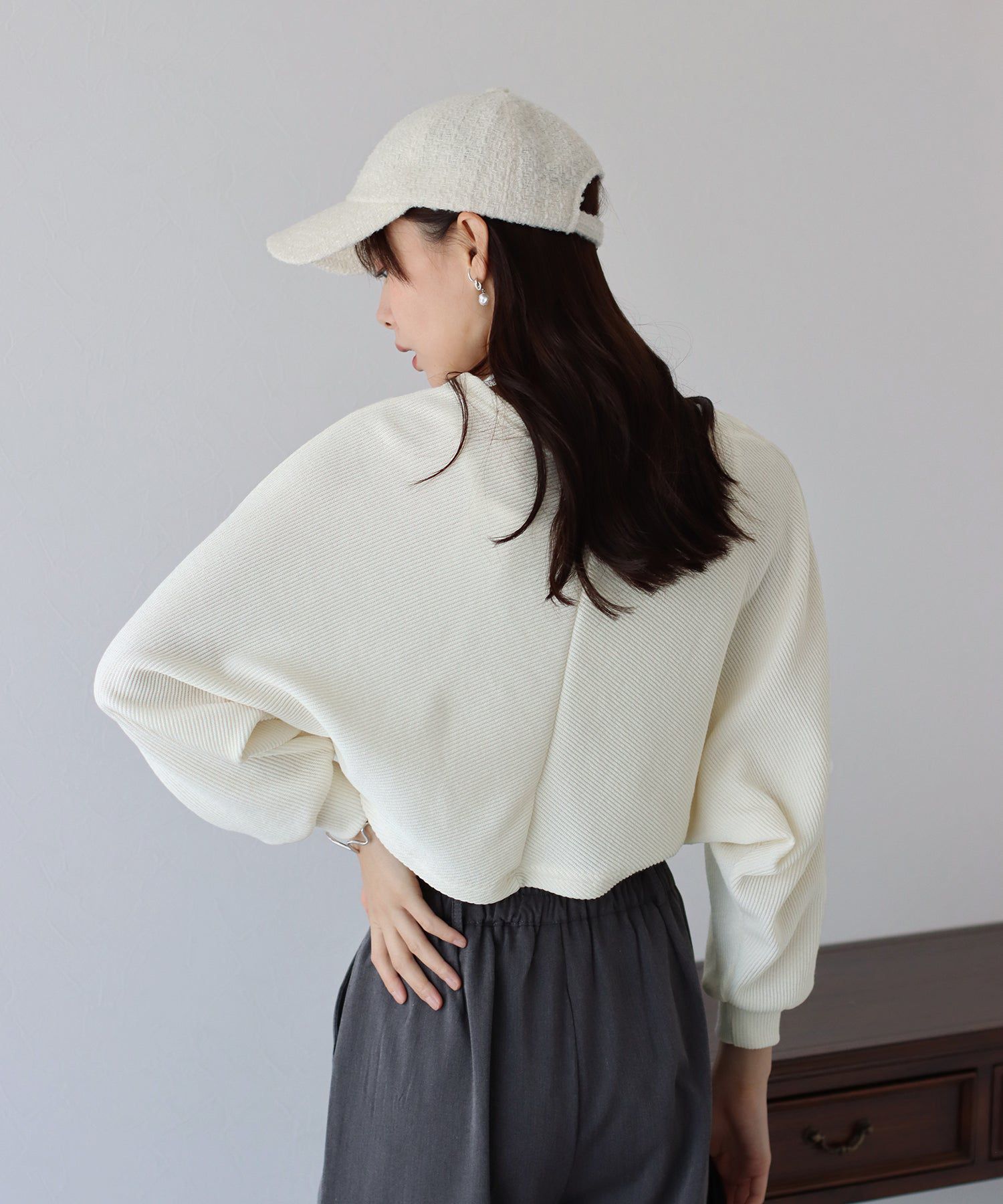 日本 BLUE EAST - 羅紋針織內搭x短版外套兩件組-黑