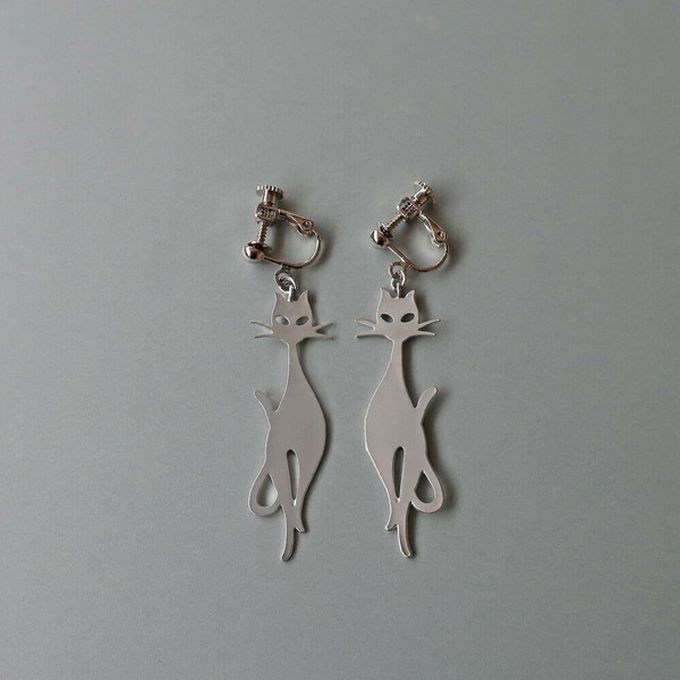 日本 Melody Accessory - 日本製 神秘貓咪造型耳環-金