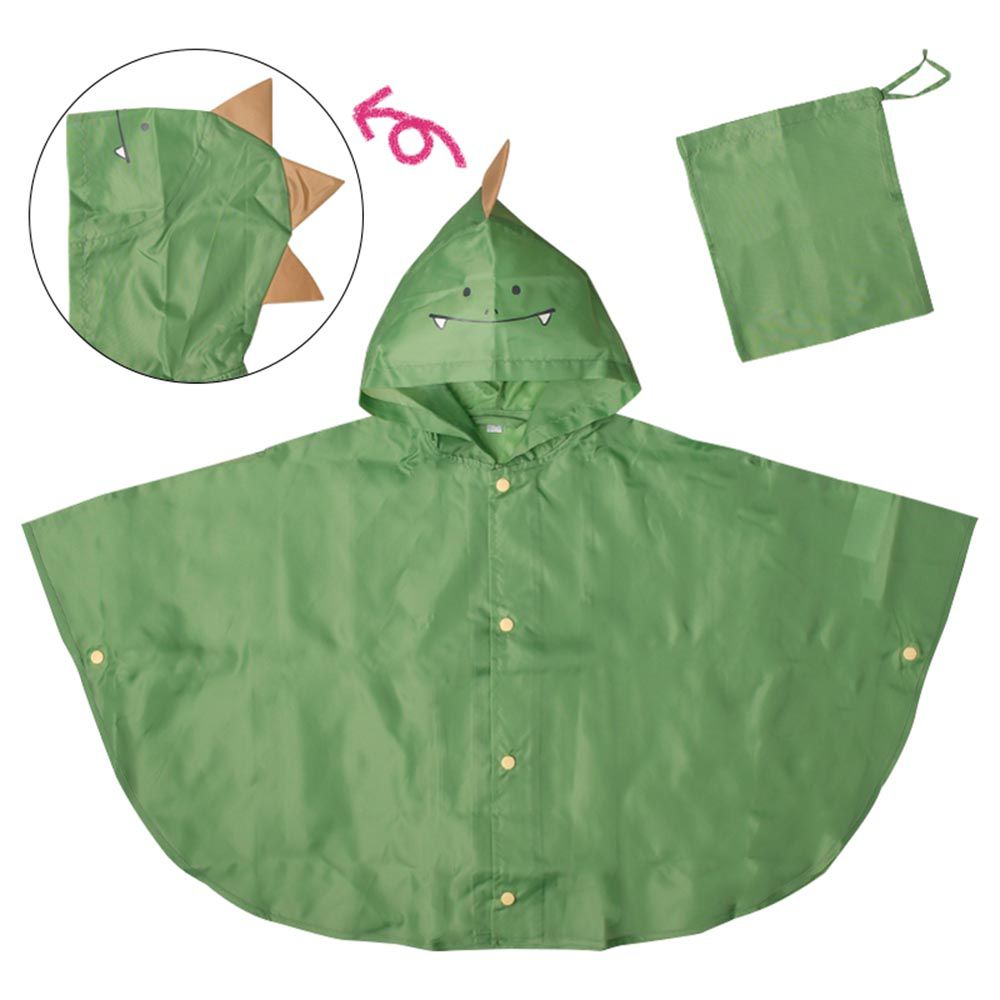 akachan honpo - 動物造型短斗篷式雨衣-恐龍-綠色