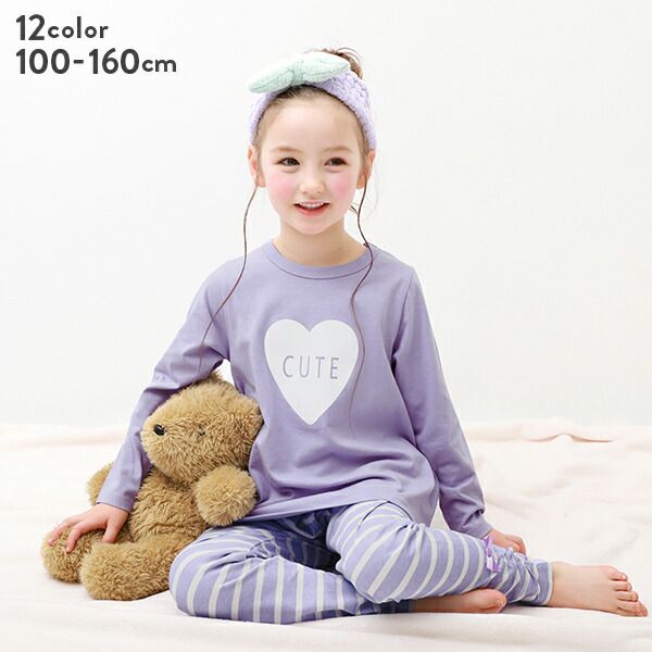 日本 devirock - 天竺棉透氣薄長袖家居服-FOR YOU-粉紫x格紋