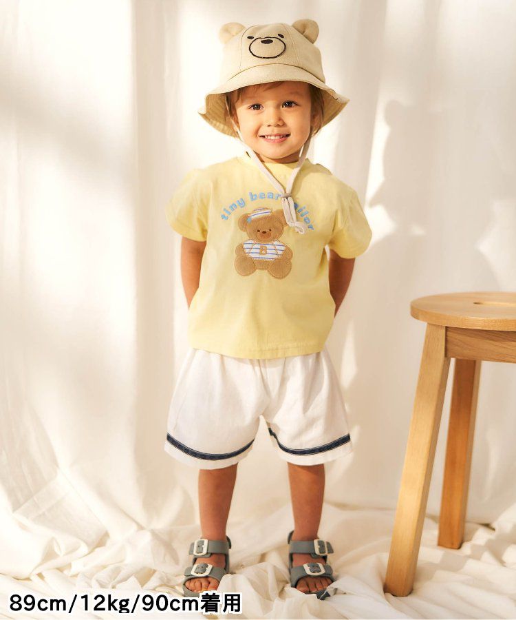 日本 apres les cours - 超萌小熊聯名特色刺繡短袖上衣-海軍熊-黃