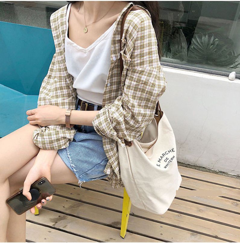 韓版 - 子母帆布包(附背帶,小收納袋)-黑