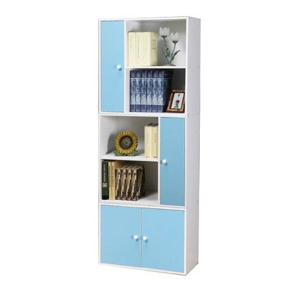 創意小天才 - 【任意組-白色櫃體】多用途書櫃三件組-活力藍
