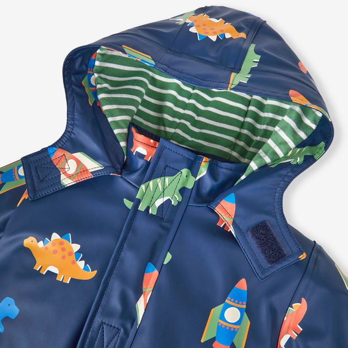 英國 JoJo Maman BeBe - 三合一多功能防水保暖外套-恐龍火箭