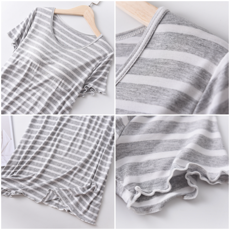 莫代爾柔軟涼感Bra T字母睡裙-綠色