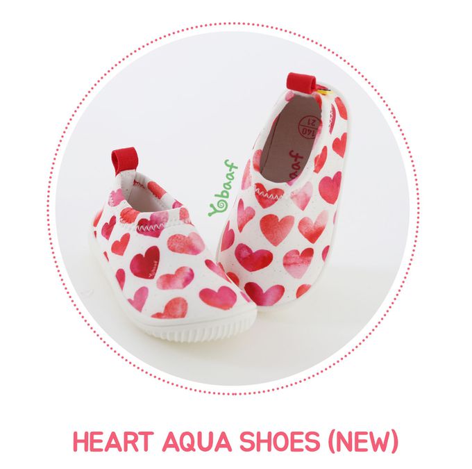 韓國 Yobaaf - 洞洞厚底兒童沙灘鞋/戲水鞋-桃粉愛心