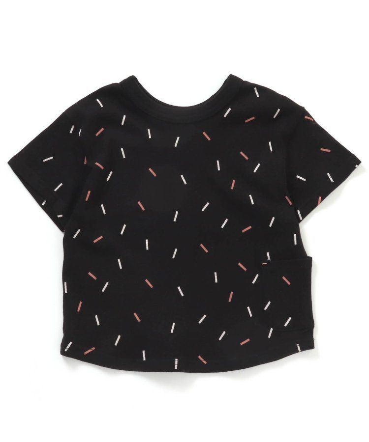 日本 BREEZE - 正反OK！圓領印花短袖上衣-線性-黑