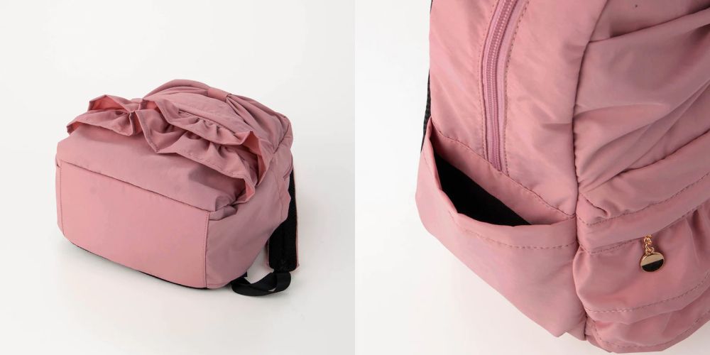 日本千趣會 - 大容量輕量蝴蝶結荷葉後背包/書包-水藍