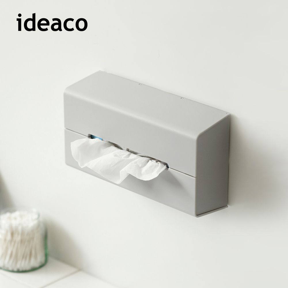 日本IDEACO - 加深型ABS壁掛/桌上兩用面紙架-灰