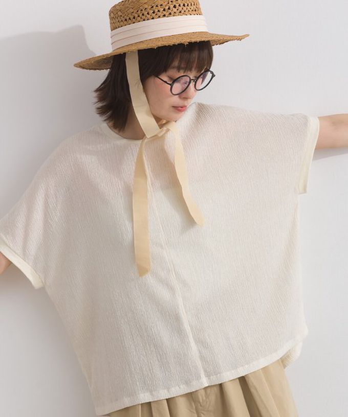 日本 Lupilien - 嫘縈混紡細緻羅紋圓領短袖上衣-薰衣草