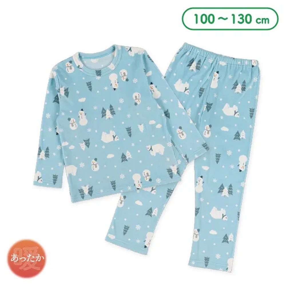 絨毛保暖長袖家居服/睡衣-雪人-水藍