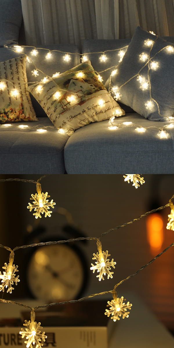 TROMSO - 雪花燈串/聖誕燈飾/耶誕掛飾配件-超值2入組-LED電池盒式-暖黃光 (約300cm)-一串20燈/約80g