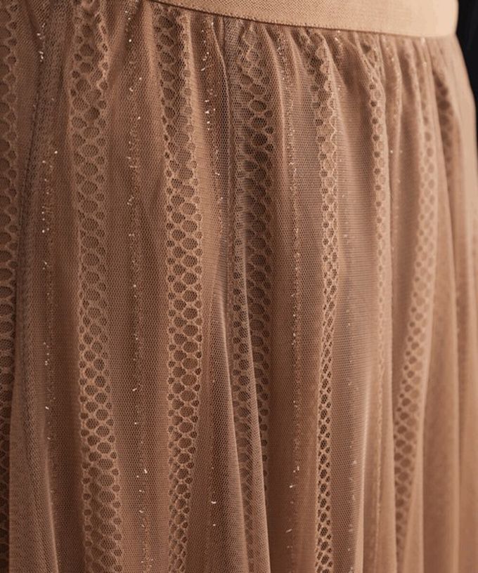 日本 Bab - 華麗優雅層次緹花鬆緊紗裙-質感黑