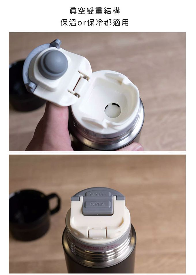 日本CAPTAIN STAG - 雙層不鏽鋼兩用保溫瓶600ml (黑色)