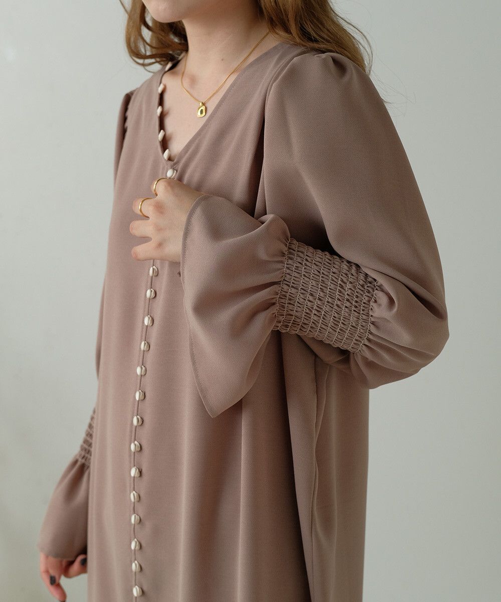 日本 Bab - 歐風垂墜感糖果袖洋裝-薰衣草