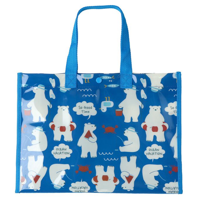 日本 ZOOLAND - 防水PVC手提袋/游泳包-工程車-綠色 (25x34cm)