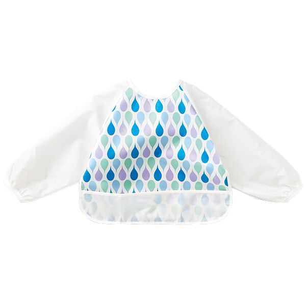 akachan honpo - 抗油汙、快乾長袖圍兜-藍色 (80cm～95cm)