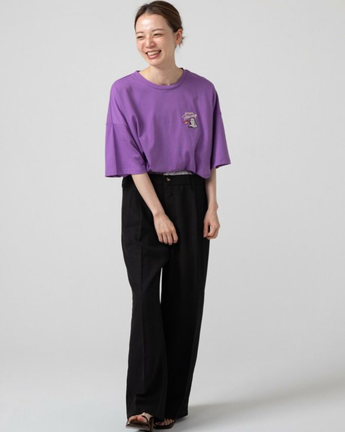 日本 gleam - 幽靈熱狗美式印花寬大風短袖T恤-燕麥灰