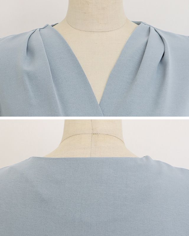 日本 BLUE EAST - 柔美光澤V領長袖襯衫-奶油白