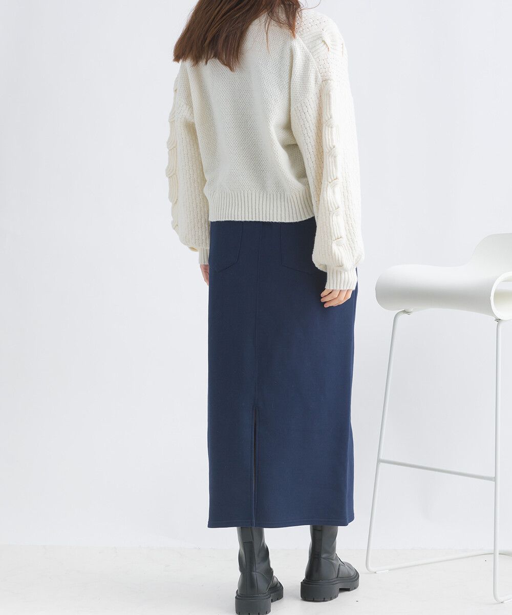 日本女裝代購 - 俐落腰綁帶彈性開叉長裙-軍綠