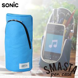 日本文具 SONIC - SONiC 直立式磁吸筆袋-亦可當手機架及收納袋-淺藍色