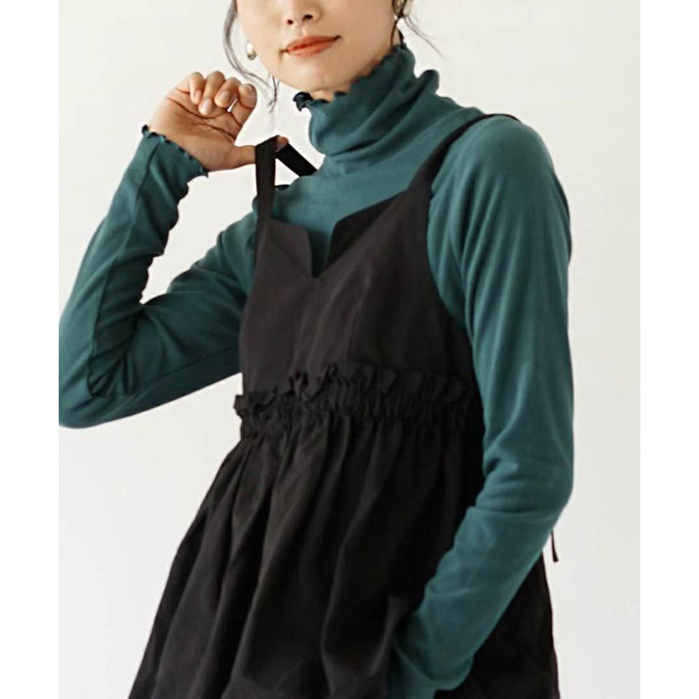 日本 zootie - 舒膚羅紋彈性刷毛薄長袖上衣-高領-祖母綠