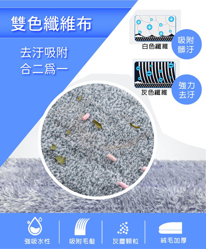 巧福 CHIAO FU - 乾濕兩用免手洗平板拖把UC-107W專用拖布-三入