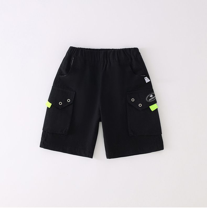 卡通SNOOPY腰鬆緊休閒短褲-側邊口袋-杏色