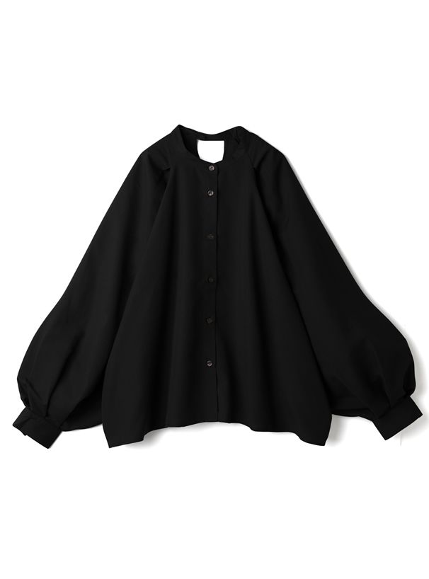 日本 GRL - 圓領大澎袖雪紡長袖襯衫-天使白