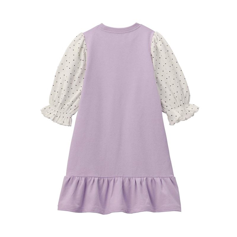 日本千趣會 - GITA 撞色八分袖魚尾洋裝-薰衣紫x水玉