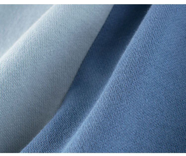 純棉腰鬆緊休閒五分褲-拼色款-淺藍+海軍藍